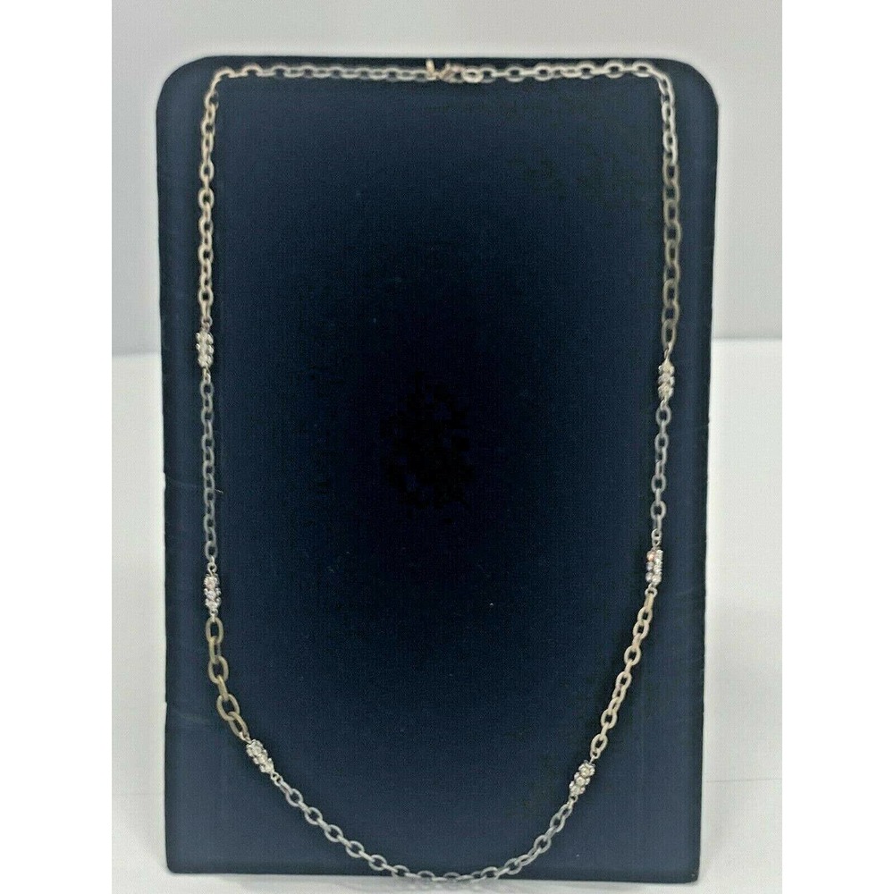 Ann Taylor LOFT Long Necklace Multicolored Multitoned Linked Chain Rhinestones